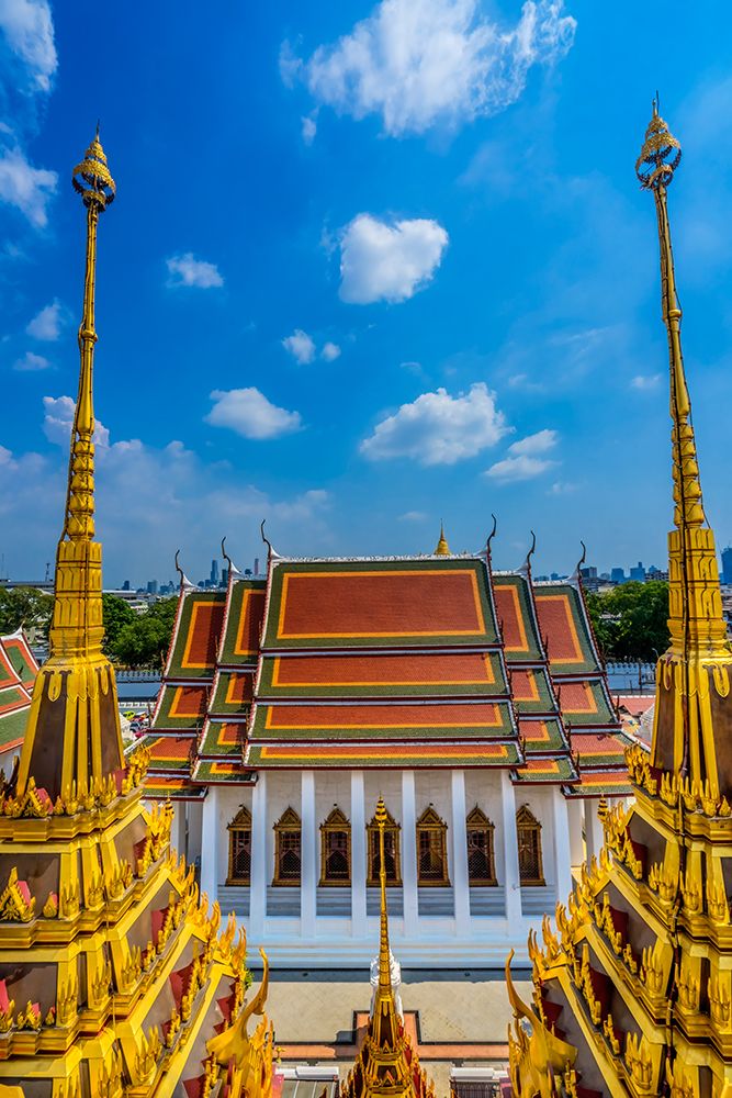 Spires main hall Loha Prasat, Wat Ratchanatdaram, Worawihan, Bangkok, Thailand.